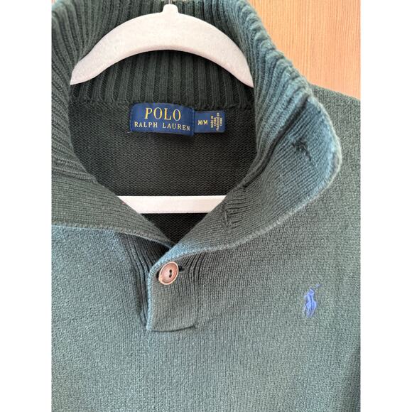 Polo Ralph Lauren Men's Mock Neck 3 Button Sweater Dark Green Size Medium - Picture 2 of 8